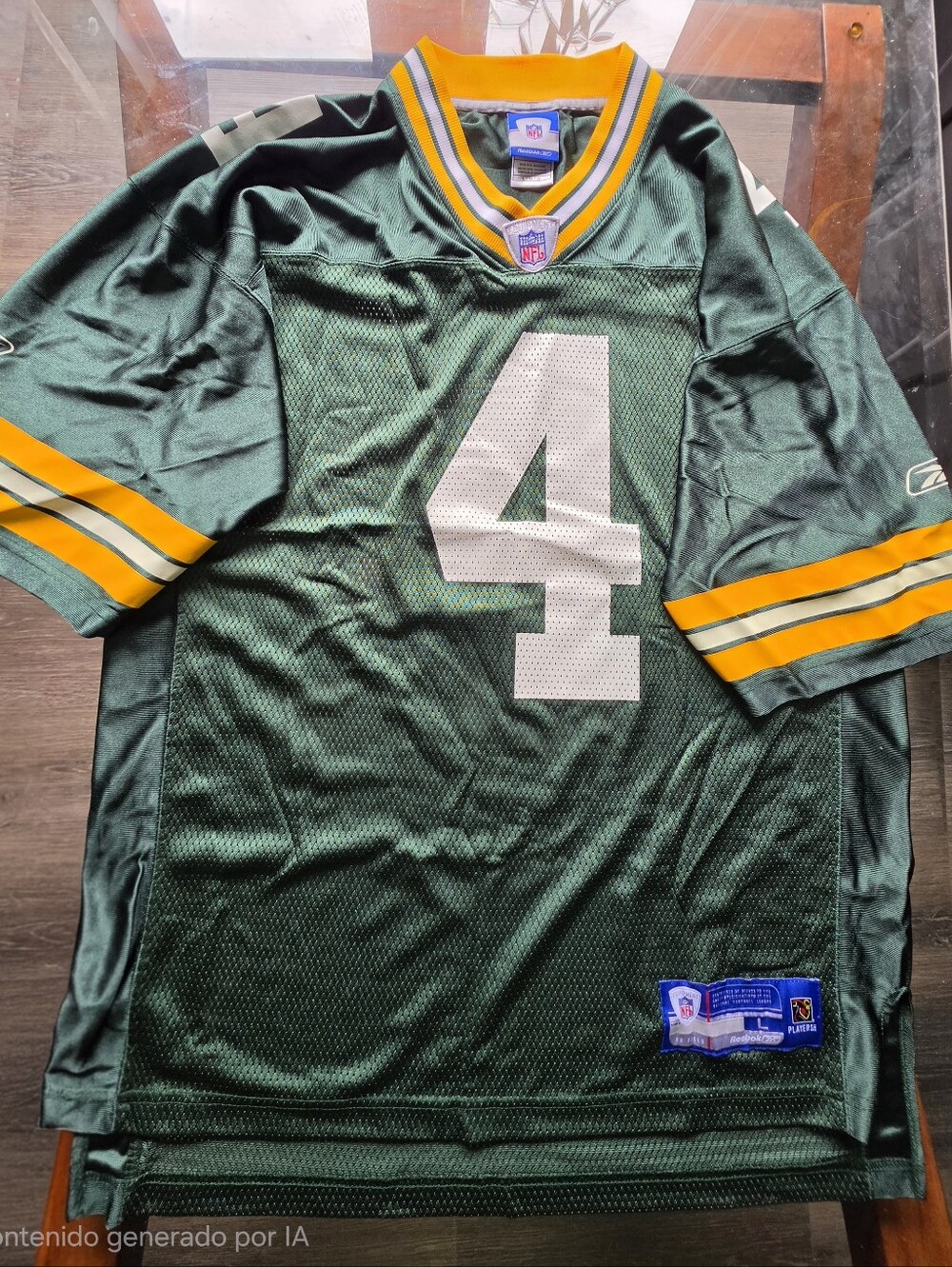 NFL Green Men’s Football Jersey with White #4 and Yellow Trim